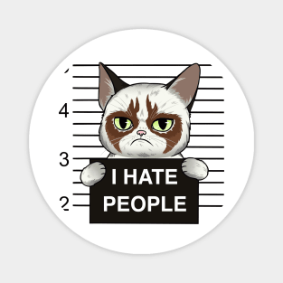 Feline Felon: Cat Mug Shot - I Hate People Magnet